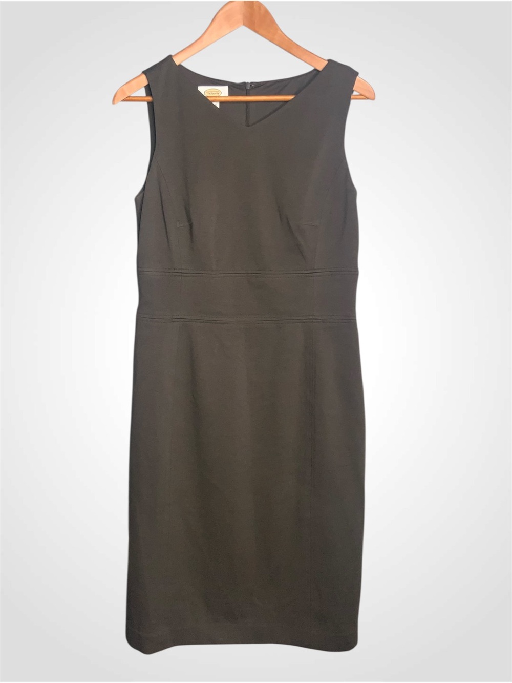 Talbots Vintage Brown Cotton Blend Sleeveless Midi Sheath Dress 10